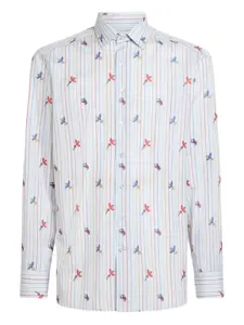 Полосатая рубашка с птичьим принтом ETRO, синий