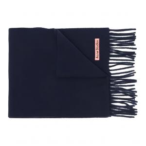 Шарф с бахромой и логотипом Acne Studios, морской синий