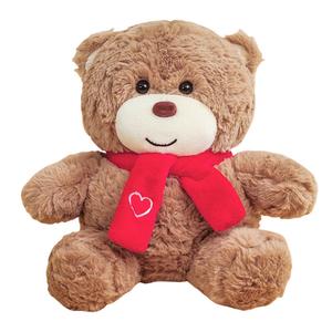 Плюшевый мишка в шарфе с сердцем, высота 25см/35см/50см MLING, коричневый