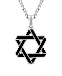 Мужской кулон «Еврейская звезда» из серебра 925 пробы с родиевым покрытием Vincero, silver