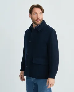 Длинное мужское пальто из шерстяной ткани Dustin, темно-синий