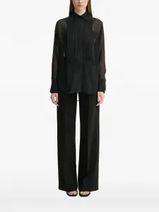 Блузка с плиссированным прозрачным эффектом A.L.C., черный