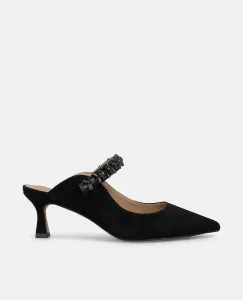 Женские туфли без задника с ремешком из страз и заостренным носком Alma en Pena, черный