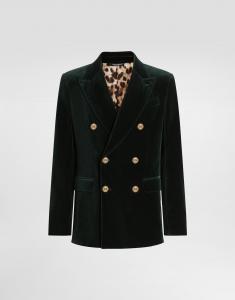 Двубортный пиджак sicilia из легкого хлопкового бархата Dolce & Gabbana, зеленый