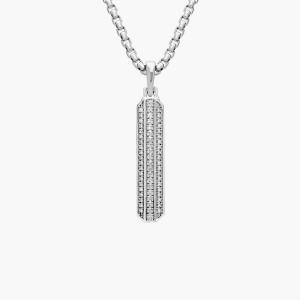 Мужская подвеска с вертикальным бриллиантом из 14-каратного белого золота (1/3 карата) Blue Nile