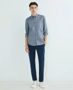 Мужская рубашка с длинным рукавом Boss Orange, темно-синий