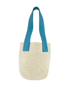 Миниатюрная соломенная бирюзовая кожаная сумка Sensi Studio, бежевый