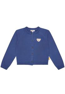 Кардиган для девочек - аппликация Тедди с круглым вырезом и планкой на пуговицах хлопок Steiff, синий