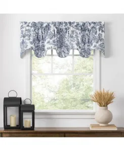 Декоративный ламбрекен Victoria Park Toile Room Darkening Solid Color Lined Scallop Window Valance - 178 x 38 см Ellis Curtain, синий