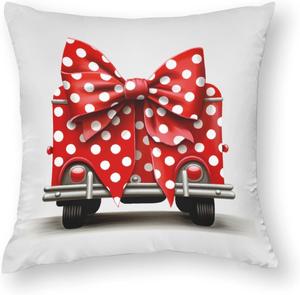HighonHi Декоративные наволочки сатиновые горошек красное сердце бант Love Truck Pillow-9