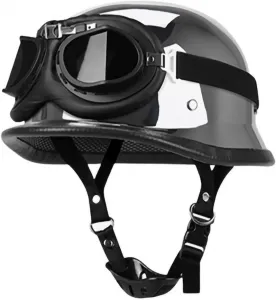 Мотоциклетный шлем в стиле ретро, ​​немецкий полушлем с очками, для скутера, круизера, чоппера, мопеда, реактивный шлем, сертифицированный по стандарту ECE, всепогодный, унисекс, размер C, M STTTBD, c