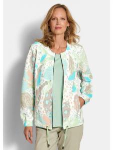 GOLDNER Трикотажная куртка, куртка с принтом и оттоманской структурой, серо-зеленого цвета с узором