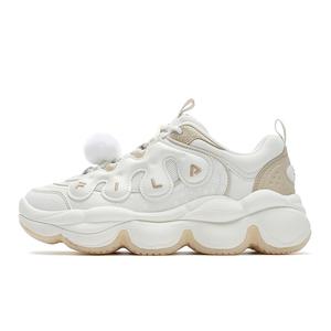 FILA Модные амортизирующие износостойкие низкие кроссовки на массивной подошве для женщин, молочно-белые