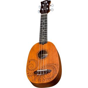 Луна Гитары Татуировка Ананас Сопрано Гавайская гитара Красное дерево Luna Guitars