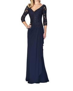 Приталенное платье-колонна с V-образным вырезом в темно-синем цвете La Femme