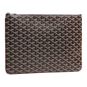 GOYARD SENAT Canvas With Leather Wallet, Toiletry Bag, Clutch Regular Unisex Brown