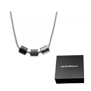 Стальной кулон для мужчин Silver/Black EMPORIO ARMANI, серебряный/черный