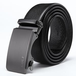 Мужской кожаный ремень GOLF, Черный пистолет (подарочная коробка)