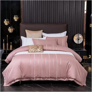 RomildaYuan Комплект постельного белья из мягкого дышащего хлопка с вертикальной вышивкой для отеля Pink
