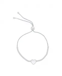 Серебряный браслет-боло с подвеской в форме сердца и фианитами Caribbean Treasures, silver