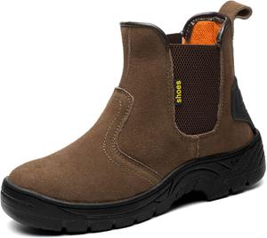 Ботинки HISXUS для мужчин с стальным носком, кроссовки для женщин, легкие, дышащие сетчатые, цвет: коричневый, размер: 11 US