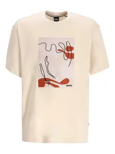 Футболка с графичным принтом Boss, светло-бежевый