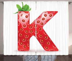 Штора ABAKUHAUS Letter K в деревенском стиле, сезонная свежесть K, универсальная ленточная штора для гостиной с петлями и крючками, 280 x 175 см, цвет: ярко-оранжевый, зеленый Abakuhaus