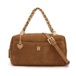 ELLE Сумка женская малая из кожи коровы Caramel/Dark Brown