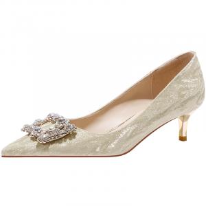 Туфли на тонком каблуке 4,5 см, женские, золотистые Lan Miao, Gold 4.5Cm