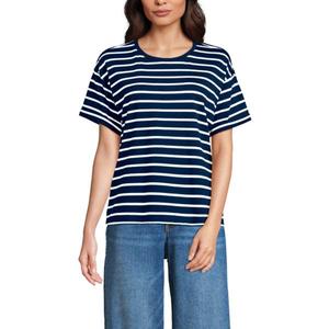 Женская футболка оверсайз с коротким рукавом Lands' End, цвет navy breton stripe