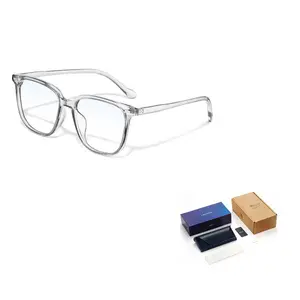 LASHION Пластиковая квадратная оправа для очков TR/Memory унисекс, Coconut gray-flat light anti-blue light lens [no degree]