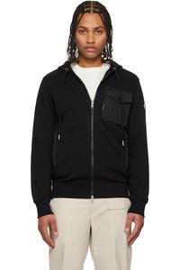 Толстовка на молнии из смесовой хлопковой ткани Moncler, черный