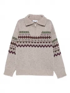 Узориcтый свитер на молнии спереди Maison Labiche, нейтральный