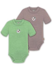 Normani Outdoor Sports Комплект из двух детских боди из шерсти мериноса, зелено-розового цвета