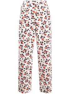 Moschino брюки с завышенной талией и цветочным принтом, белый