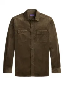 Вельветовая рубашка с нагрудным карманом Ralph Lauren Purple Label, коричневый