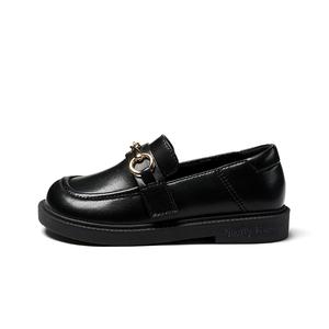 Детские кожаные туфли с противоскользящим износостойким верхом Snoffy, черный