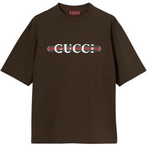 Футболка Printed Heavy Jersey GUCCI, коричневый