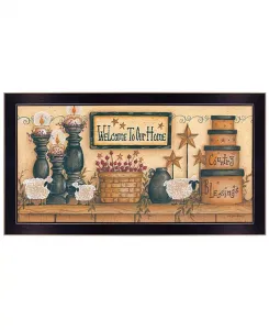 Добро пожаловать в наш дом от Мэри Джун, настенное искусство, готово к развешиванию, черная рамка, 32 x 18 дюймов Trendy Décor 4U, multi