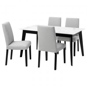 Стол и 4 стула GRINDSLID/BERGMUND IKEA, 150x85 см, цвет ceramic/black orrsta light grey