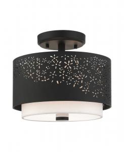 Полупотолочный светильник Noria с двумя плафонами Livex, черный