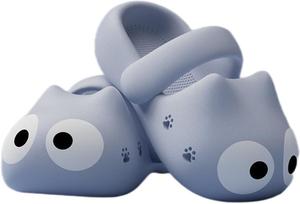 Унисекс тапочки с большими глазами в виде кота, забавные мультяшные EVA, с нескользящей толстой подошвой для дома и улицы Generic, синий