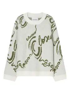 Свитер вязки интарсия с логотипом Closed, белый