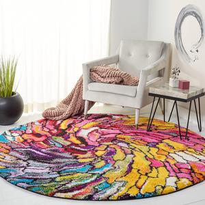 SAFAVIEH Fiesta Shag Collection ковер 122 x 122 см - Multi, Rainbow Design, Non-Shedding & Easy Care, идеален для гостиной, столовой, спальни (FSG373M)