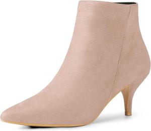 Женские ботильоны Allegra K с острым носком, на шпильке с молнией и невысоком каблуке, Nude