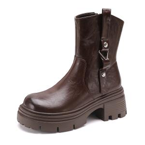 SAFIYA Короткие женские ботинки мартина коричневые, цвет Brown