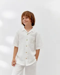 Детская рубашка с коротким рукавом из двойного газа Kids El Corte Inglés, цвет 120 Crudo