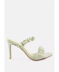 Качественные сандалии на шпильке с присборенными лямками London Rag, зеленый