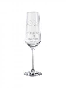 Бокал для шампанского с изображением горлиц, любовного мотива и надписью из прозрачного материала Mr. & Mrs. Panda