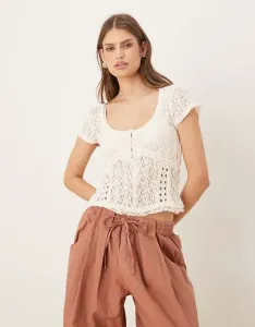 Белый кружевной топ с короткими рукавами Free People